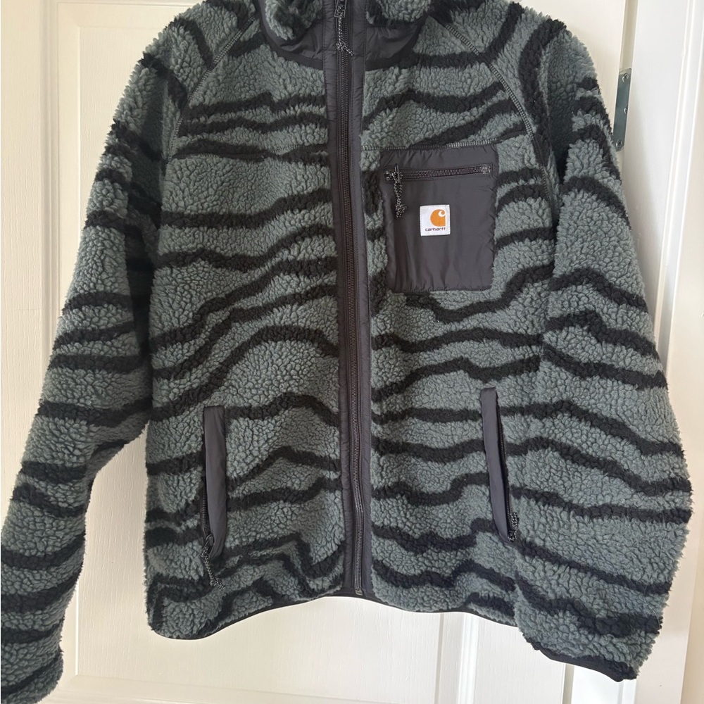 Carhartt sherpa men’s. Green & Black Sherpa Zip-Up Jacket